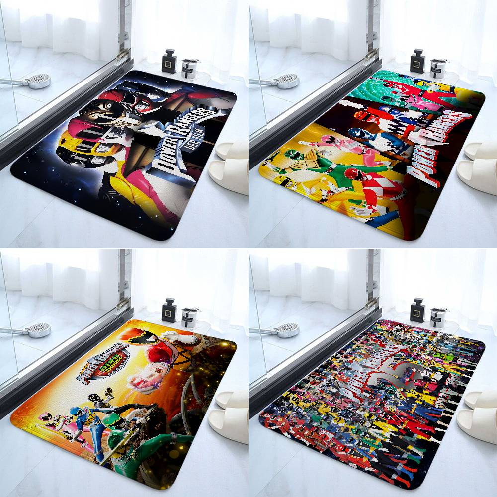 Film P-Power R-Rangers Floor Mat Pattern Printed Flannel Door Mat, Suitable For Bathroom, Living Room, Home Decoration