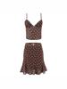 Conjunto de Camisola Retro de Lunares con Lazo y Falda Midi de Volantes de Cintura Alta para Mujer