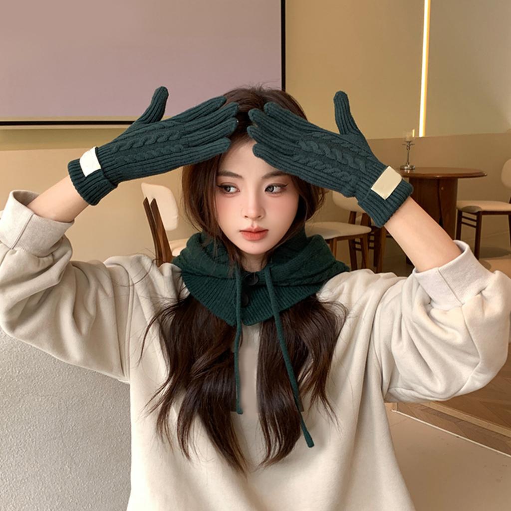 Soft Shawl Hat Warm Ear Flap Hat Women Ear Protective Cap Winter Scarf/Gloves