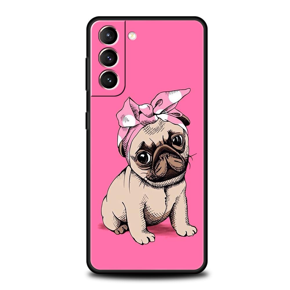 Cute Pug Dog Phone Case For Samsung Galaxy S24 S23 S22 S20 S21 FE Ultra S24 S23 S10 S10E S9 S8 Plus 5G Phone Cover Fundas Capas