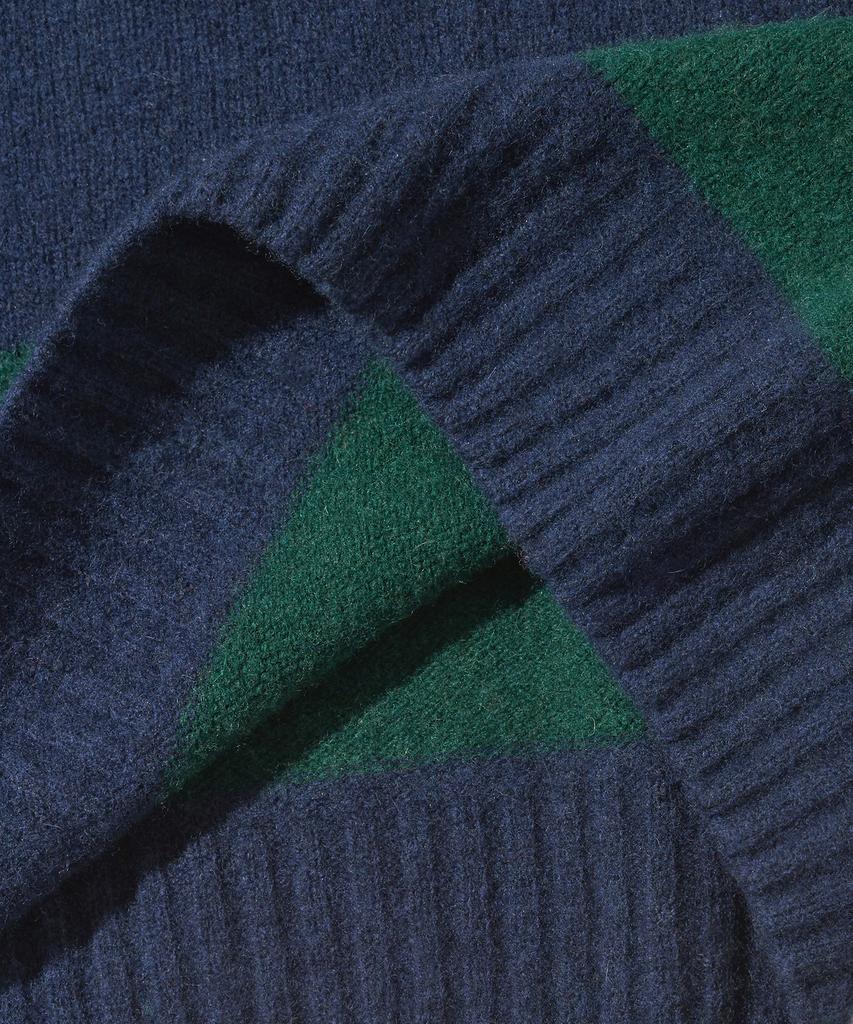 OUTSTANDING Pure Wool Wholegarment Stripe Knit_Green/Blue