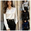 Spot 2025 New Autumn Versatile Long-sleeved Lapel Satin Women's Shirt Shirt for Women