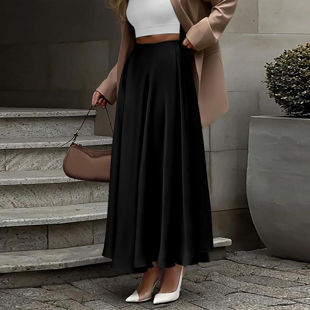 Damskön Färgkjol Högmidjad Elegant Kjold
