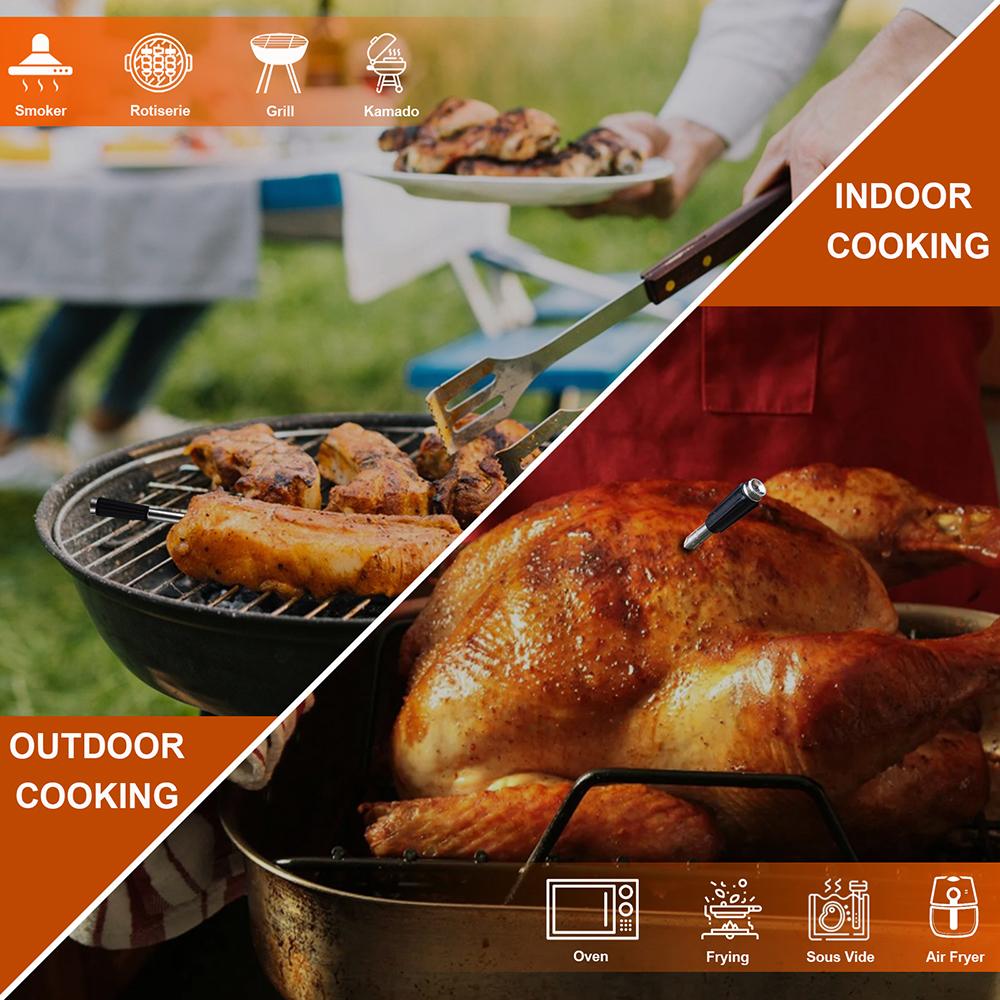 Wireless Meat Thermometer Waterproof Probe Bluetooth Food Thermometer Support APP Remote Real-time Monitoring for BBQ Baking