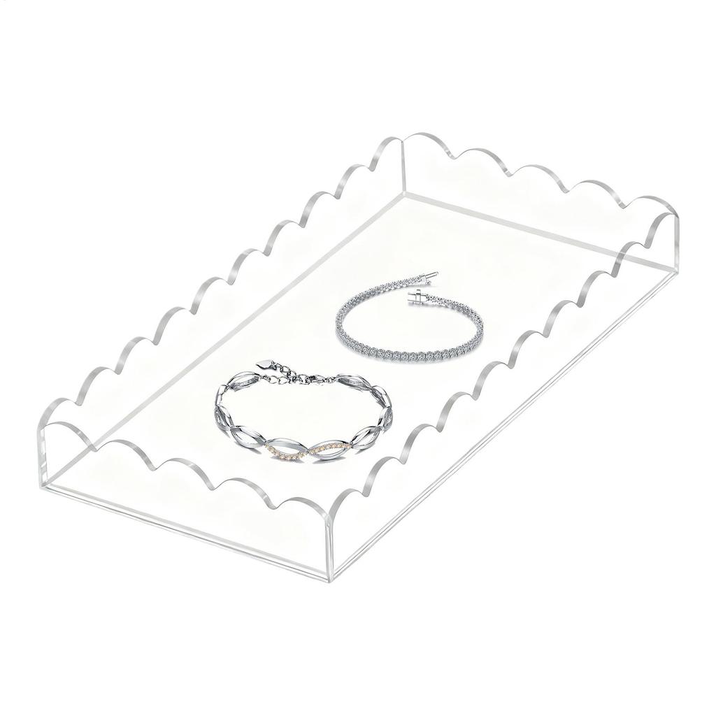 Acryl Tabletts zur Präsentation Geschweifte Präsentationshalterung Organizer Transparentes Organizer-Tablett für Theke Schreibtisch Kommode Spüle Schrankregal