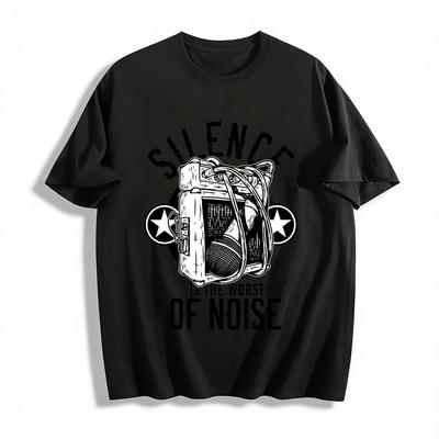 Silence Is The Worst Noise Vintage Mic Amp Graphic Tee Pure Cotton T-shirt