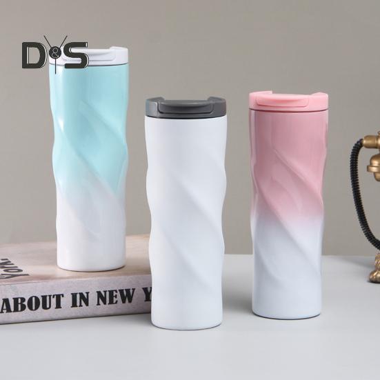 500ML Stainless Steel Thermal Cup Insulated Coffee Tumbler with Lid Spiral Design Vacuum Travel Mug for Hot Drinks Home Office Outdoor Travel