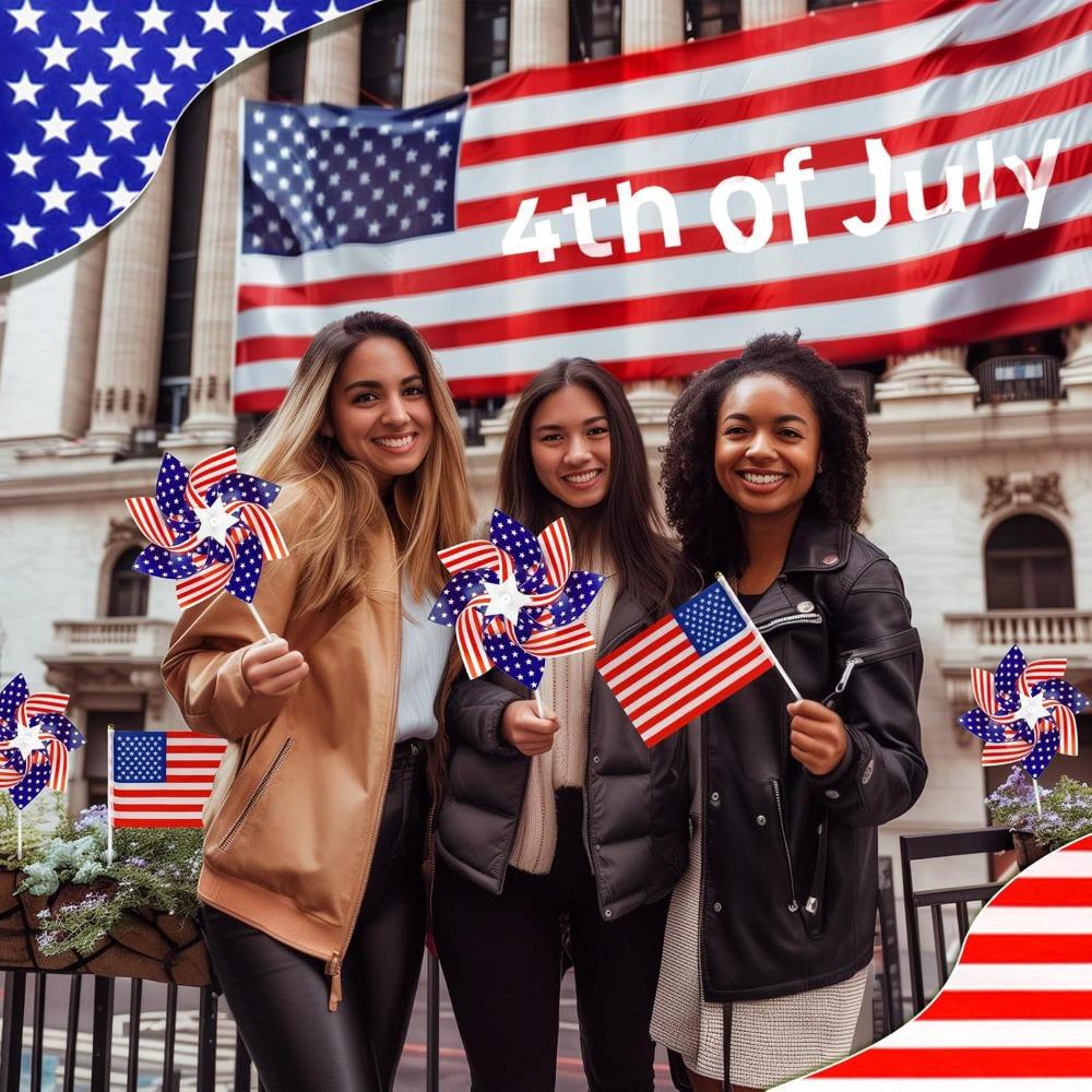 Patriotic Pinwheels Flags Set 250 Anniversary Fourth of July Decor Accessories Outdoor for Independence Day Party Supplies