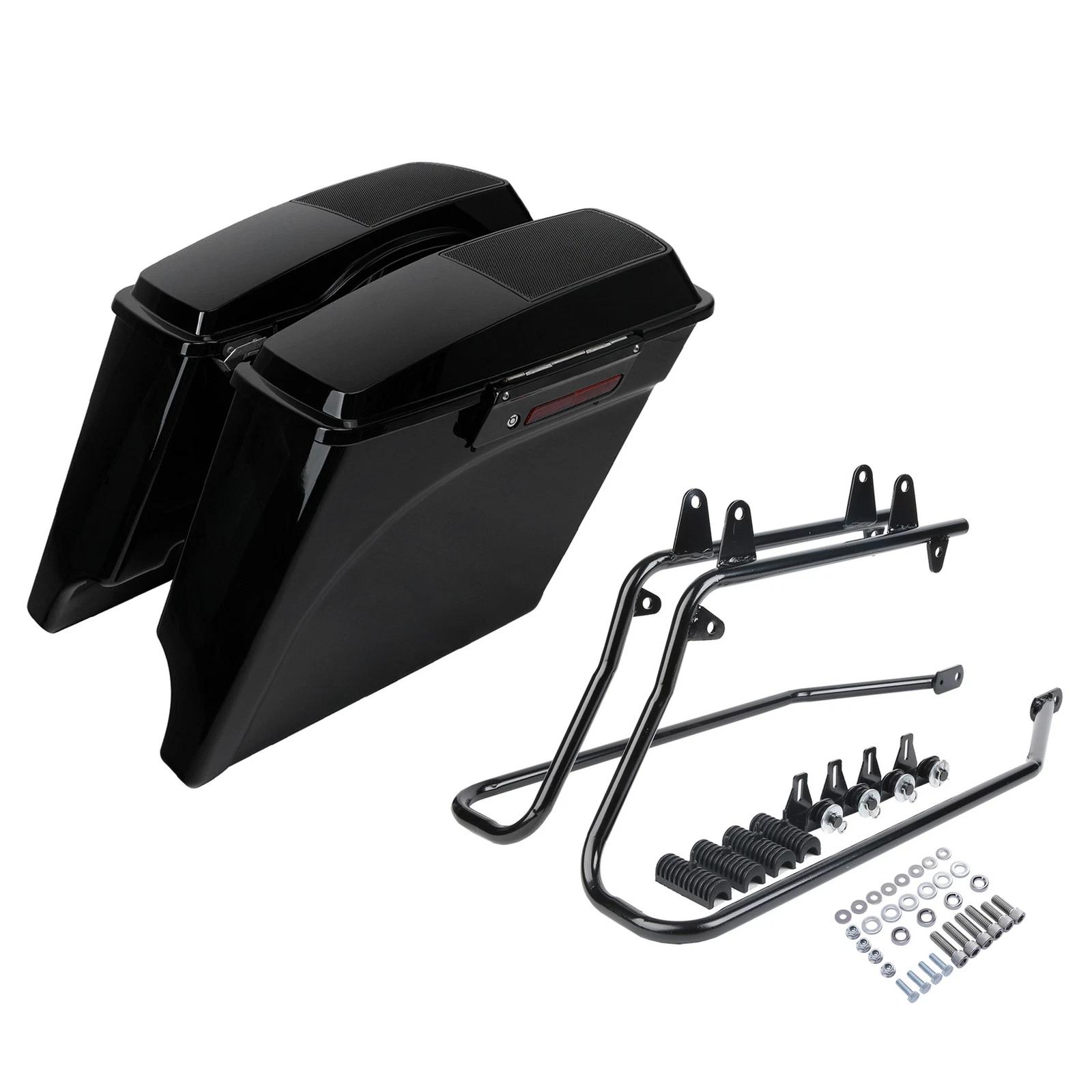 Motorcycle 5 Stretched Saddlebags 6x9 Speaker Lid Bracket For Harley Softail Deluxe FLST 1984-2017