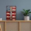 In God We Trust" Patriotic American Flag & Cross Aluminum Sign - 8x12in | Vintage Christian Wall Decor for Home, Church, Garage
