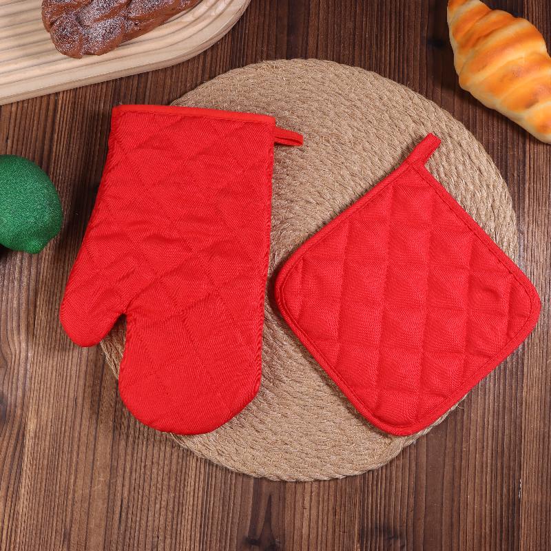 סט אחד כפפות תנור כפפות מיקרוגל כפפות עמידות לטמפרטורה גבוהה כפפות פוליאסטר כלי אפייה למטבח