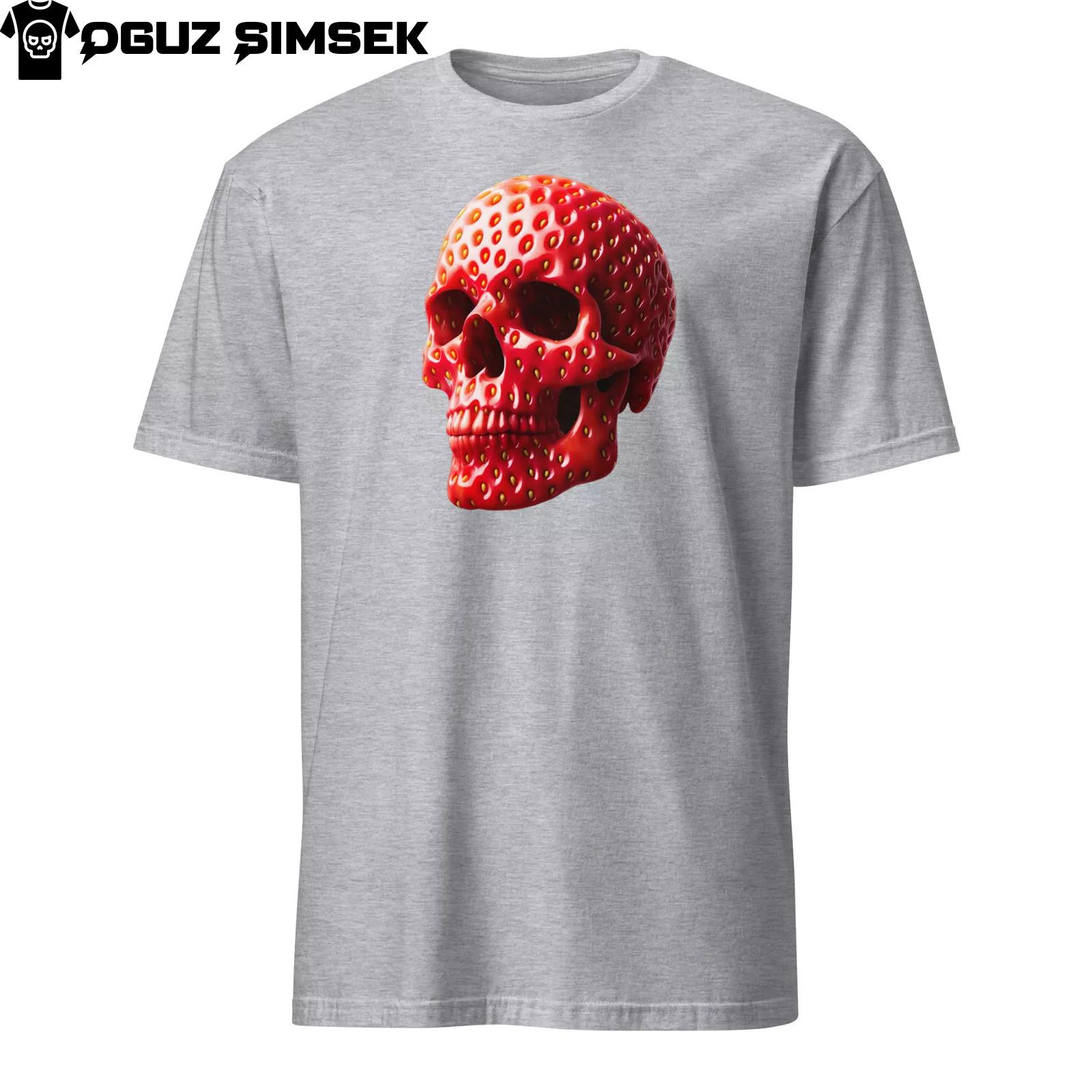 Strawberry Human-Skull Design T-Shirt Mens Womens Tees Top Unique Short-Sleeve Unisex Shirt S