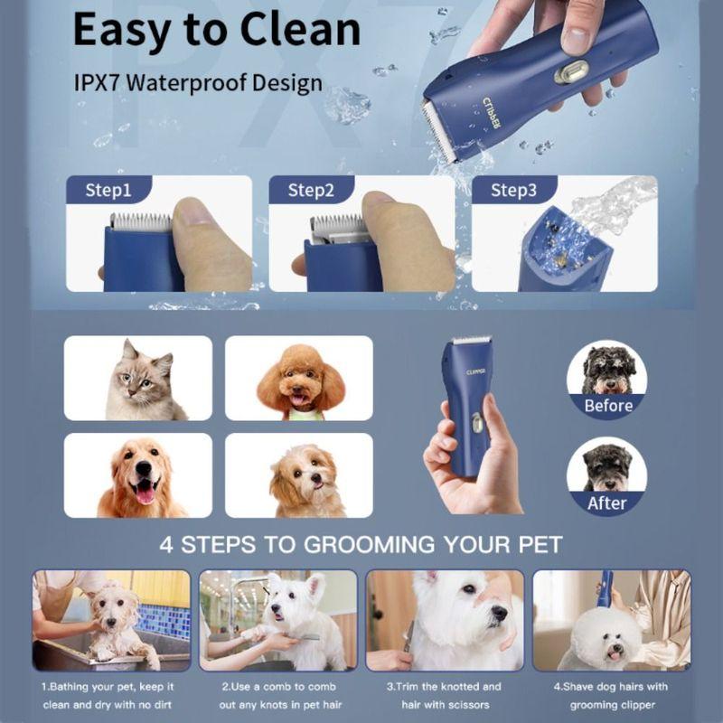Professional Pet Electric Hair Clippers Silent USB Charging Dog Hair Clipper Waterproof Cat Grooming Clippers Pet Salon