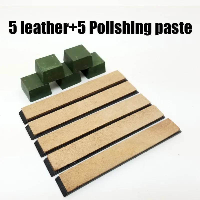 Leather Honing Rod Professional Knife Sharpener Polishing Paste Grinding Sharpening Wax Kitchen Knife Sharpening Tool Set