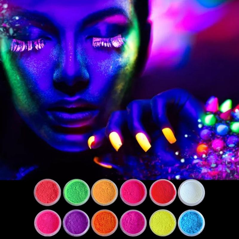 12-teiliges UV-Glitzerpulver-Set Lebendige Kunstpigmente für Basteln &