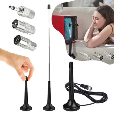 High Gains FM Telescopic Antennas with 3 Adapter DAB FM Antennas 75 Ohm TV Antenna Indoor for Household Digital FM Radio