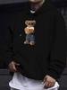 Men'S Casual All-Match Style Fashion Hoodie, New Unique Design, Cool Bear BOSS Print with Sunglasses And Faux Denim Pattern Print - Casual Pullover Sw