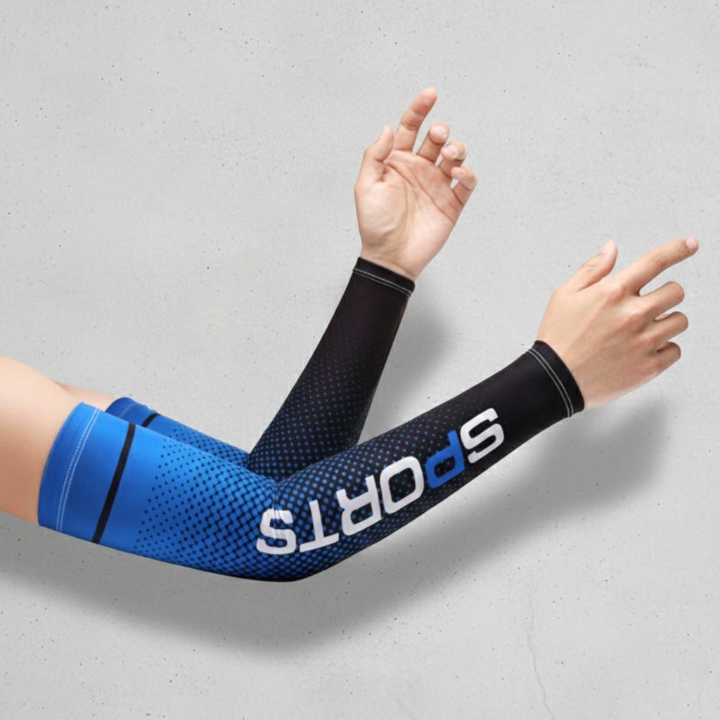 

Men Women Ice Silk Arm Sleeves UV Sun Protection Cooling Warmer Sports Running Cycling Ski синий