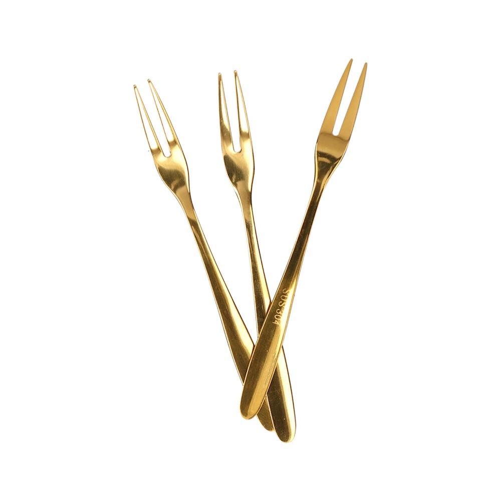 5Pcs Mini Size Fruit Fork Rustless Steel Dessert Fork Portable Snack Fork Café