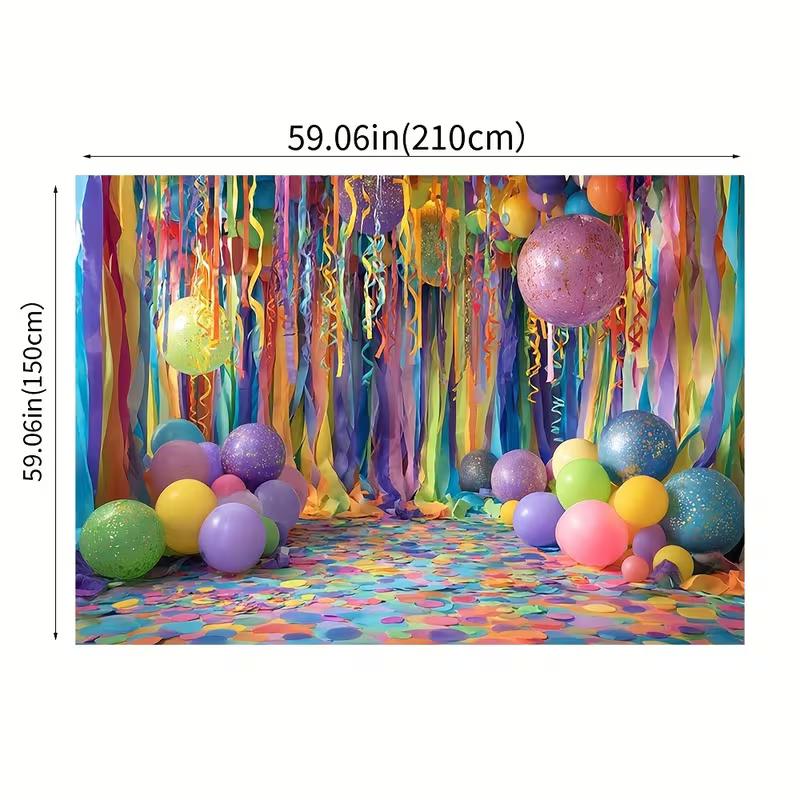 2D Flat Rainbow Streamer Backdrop for Kids Birthday Photoshoot
