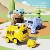 Cute Cartoon Tiger Bear Rabbit Design Inertia Catapult Bus Toys Children