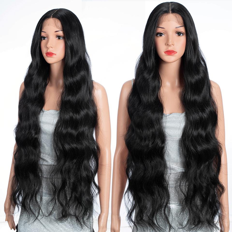 FASHION IDOL 36inch/90cm Loose Body Wavy Wigs Synthetic Lace Wigs For Black Women Ombre Blonde Cosplay Wigs Heat Resistant Fiber