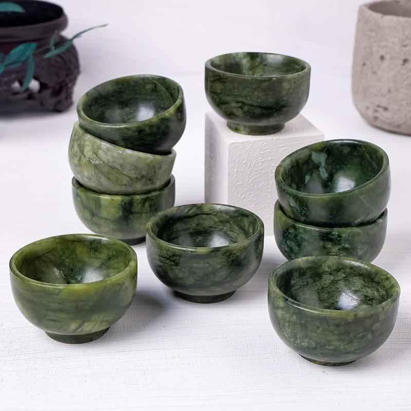 Natural Xiuyu Jade Teacup - Jade Wine or Tea Cup Ornament for Home Decor