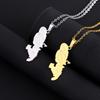 Stainless Steel Martinique Map Pendant Necklace Women Men Fashion Jewelry Silver/Gold Color Patriotism Country Choker