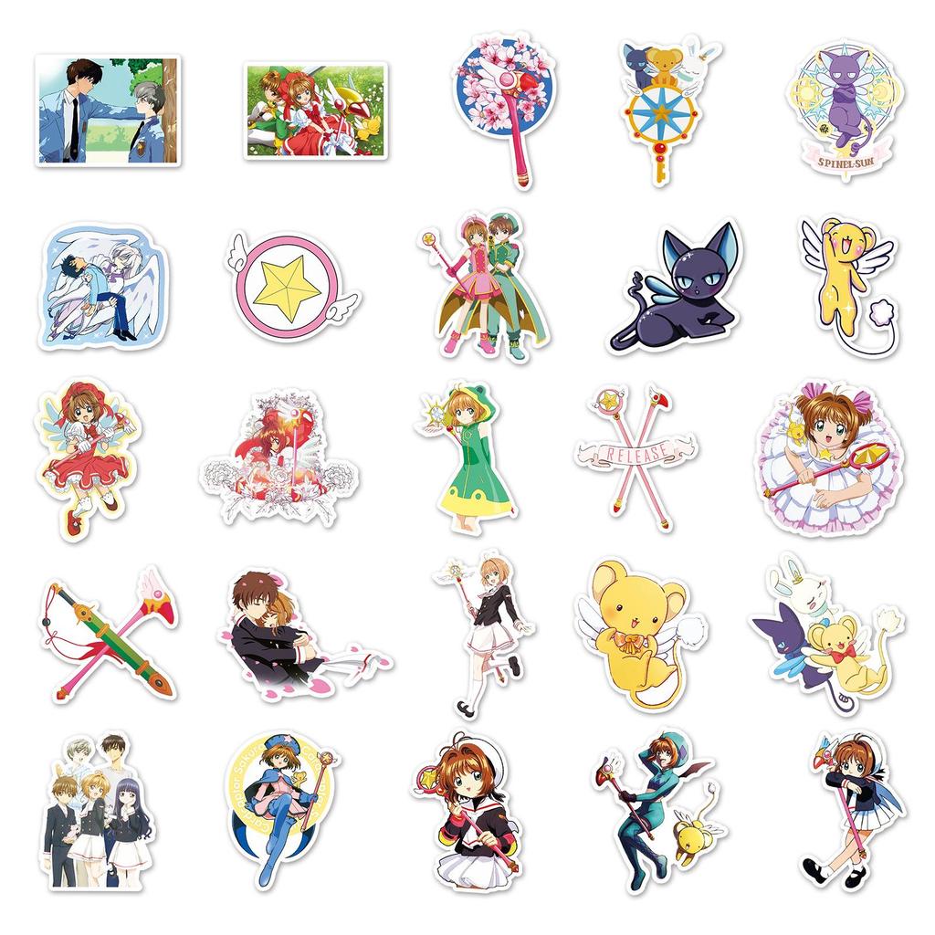 50 Anime Cardcaptor Sakura Cartoon Graffiti Stickers for Suitcase, Car, Refrigerator