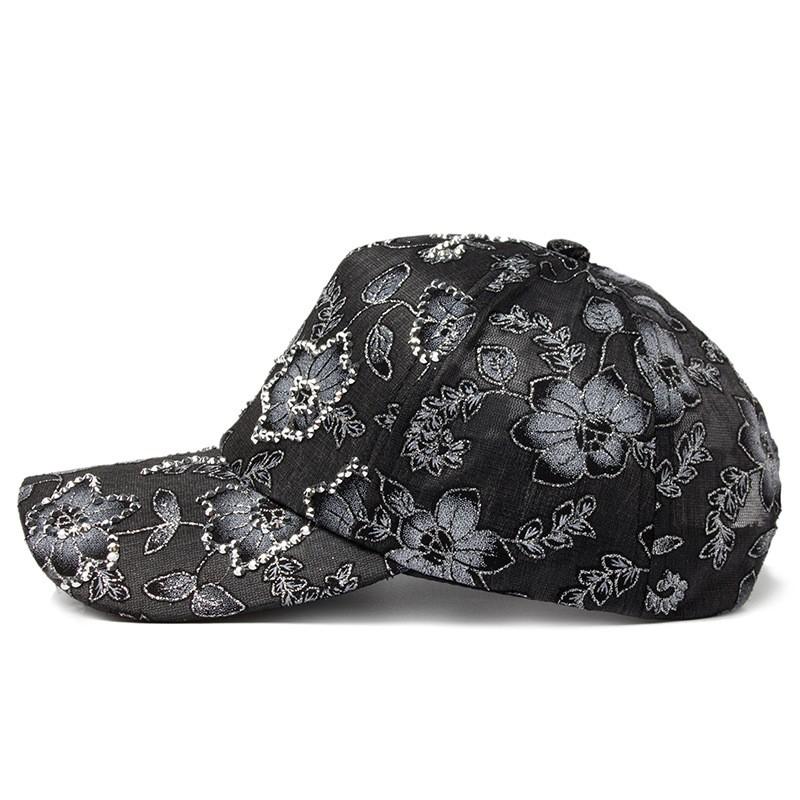 Women's Baseball Cap Stylish Rhinestone Flower Lace Mesh Caps Summer Outdoor Casual Sun Hat Adjustable Suitable For Everyday Use