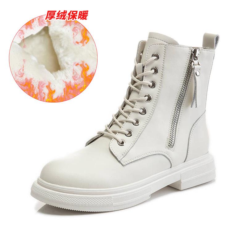 

Martin women s leather new short women s spring and autumn single side zipper versatile British style large size women 43