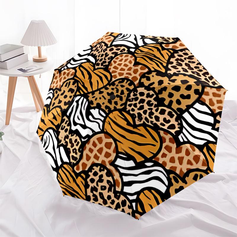 1pc Animal Prints Automatic Umbrella | Portable Foldable 8-Rib Manual Open, Cute Birthday & Holiday Gift for Outdoor Yy260107104