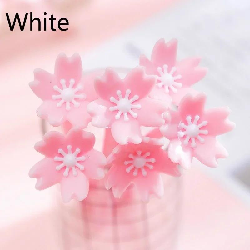 

10pcs Silicone Cherry Blossom Flowers Pink Gel Pen Creative Cute Stationery Office School Writing Supplies Gift Kawaii Pens 10pcs-white
