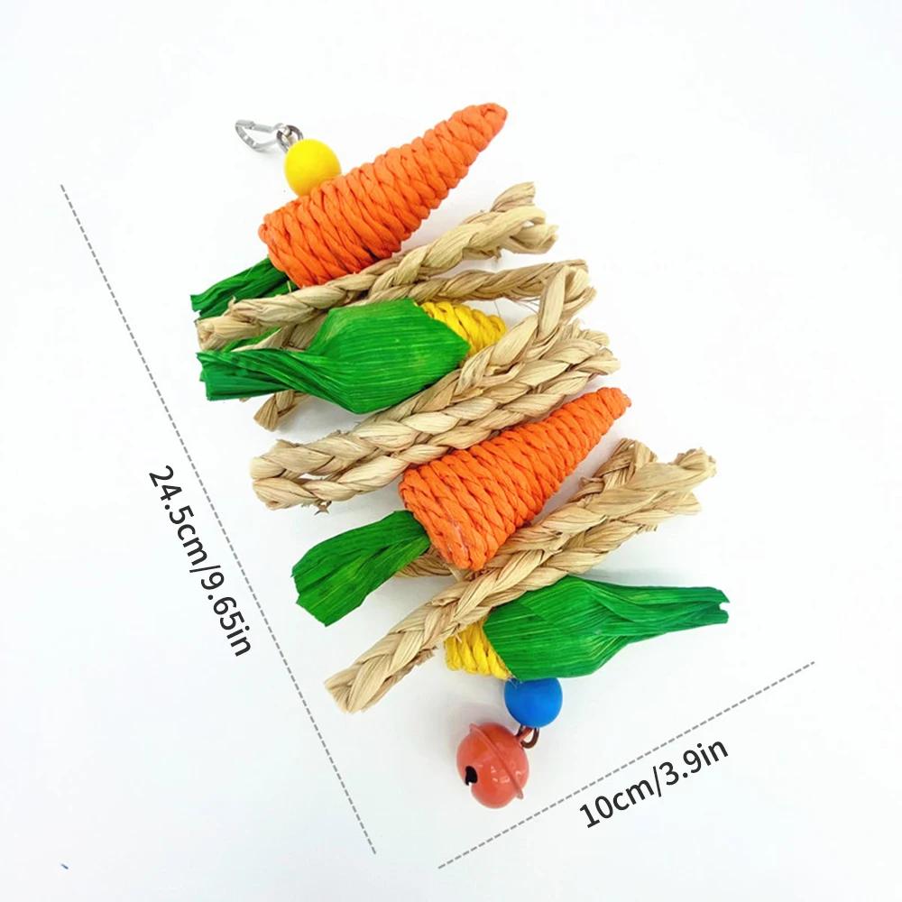 

1PC Small pet chewing toy hamster rabbit hand woven carrot corn vine ball toy birdcage hanging accessories