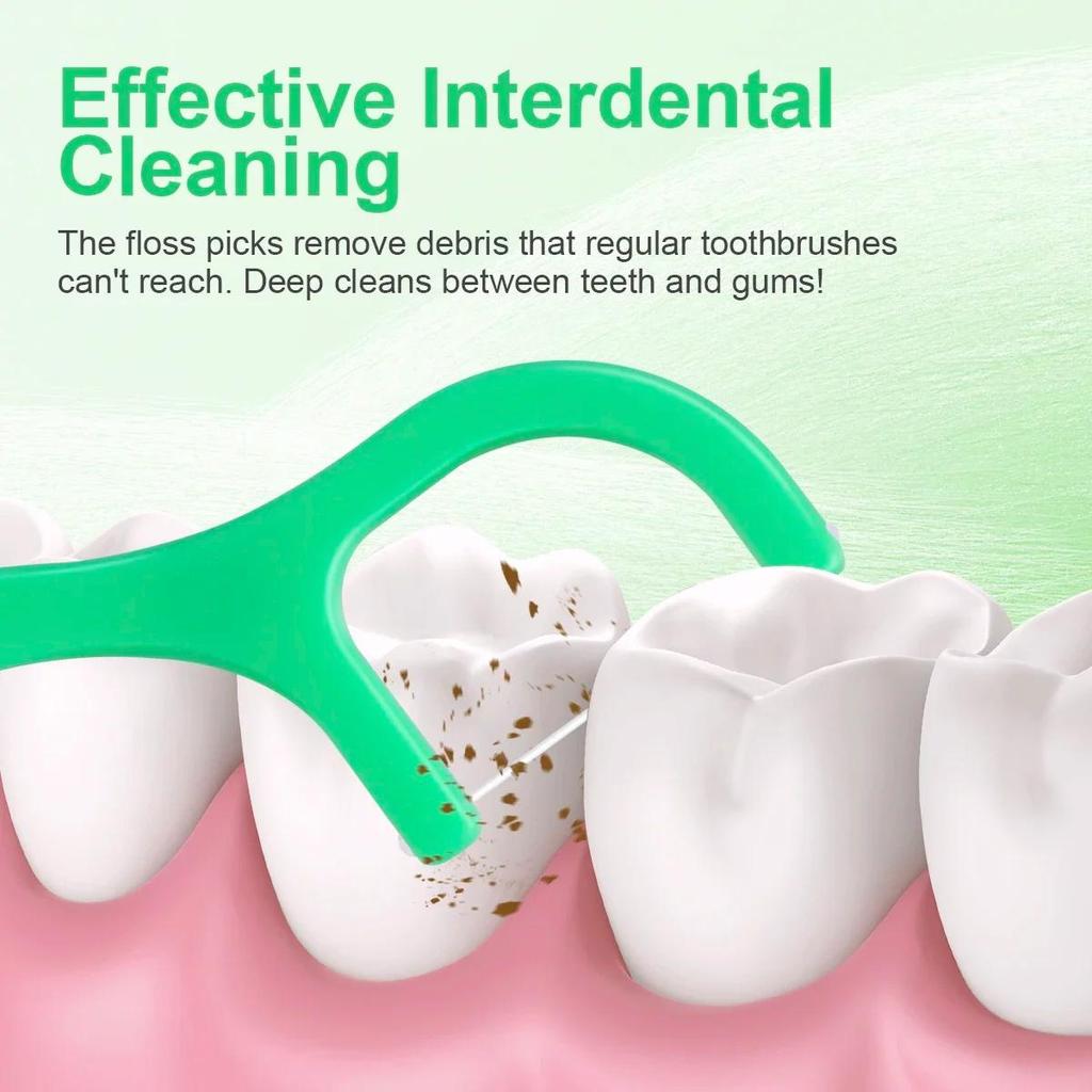 60 Piezas Hilo Dental con Sabor a Menta para Adultos, Palillos de Hilo Dental Ultra Finos, Palillos Portátiles con Hilo Dental para el Hogar y Viajes, Dental