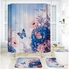Bathroom Shower Curtain Four-piece Digital Printing Butterfly Plant Waterproof Shower Curtain Shower Curtain Partition Free of Punching
