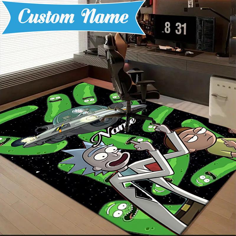 Custom Name Alien Adventure Space Rug Game Carpet, Floor Mat for Bedroom Living Room Entryway Rug, Home Decor Idea Gift for Christmas birthday
