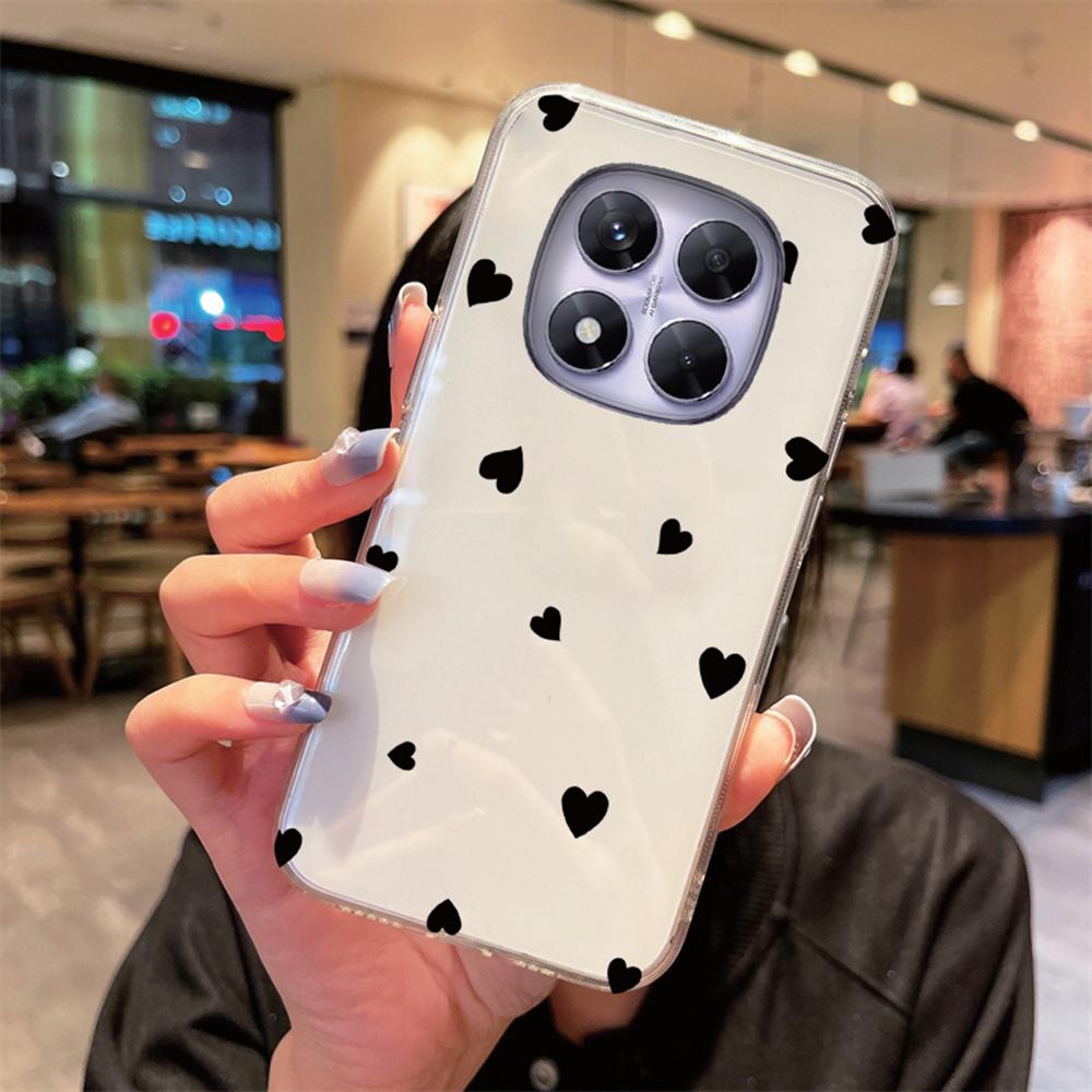Transparent Non-Yellowing Phone Case For Xiaomi Redmi Note 15 Pro+ note15 15c Cartoon Heart Love Clear Camera Protection Cover