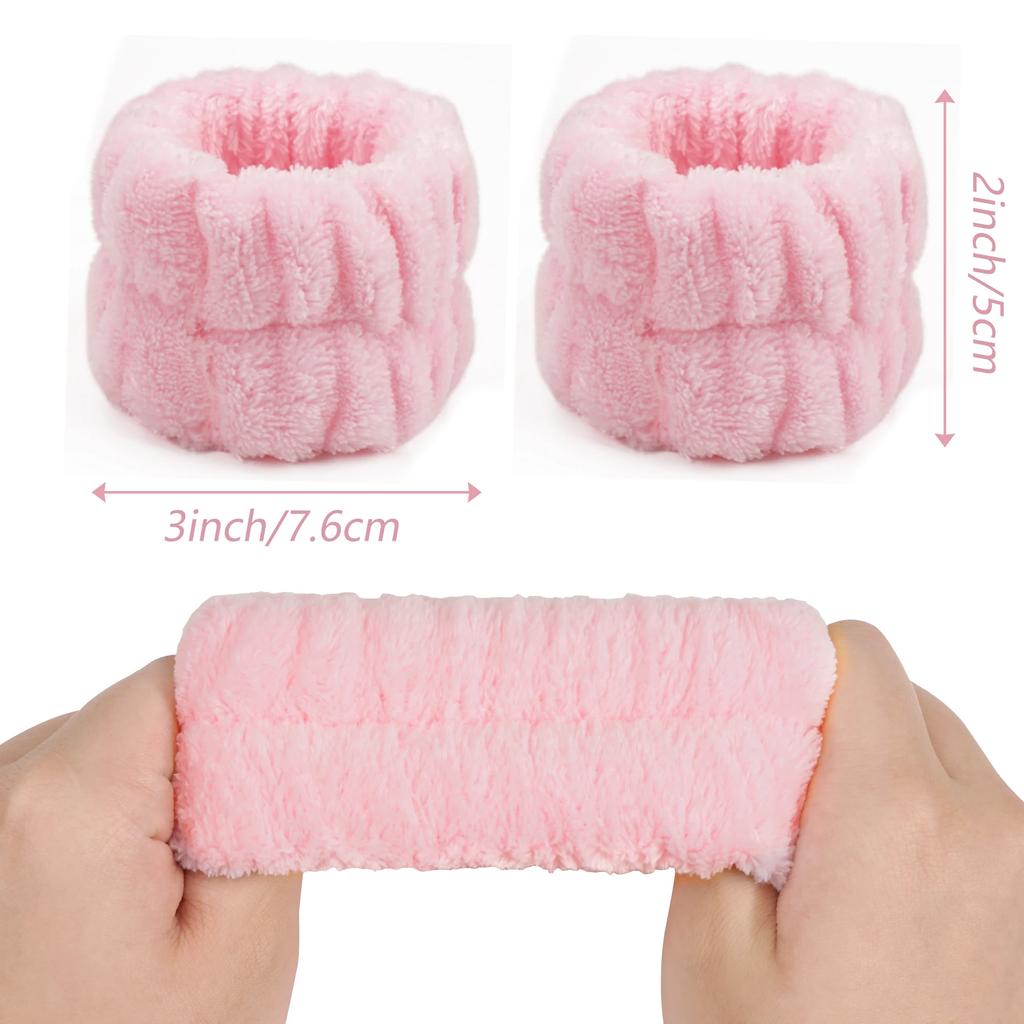 2 Pezzi Fasce da Polso Riutilizzabili per Spa in Asciugamano Morbido in Microfibra per Lavare il Viso Donna Ragazza Yoga Corsa Sport Fascia da Polso Assorbi Sudore