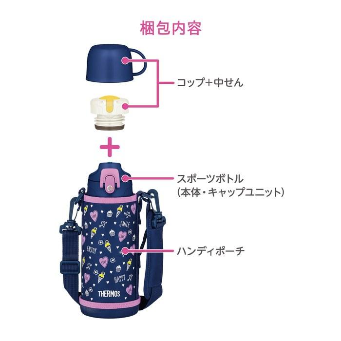 Thermos Water Bottle Vacuum Insulated 2-Way Bottle 0.8L Navy Purple Direct Drink with Cup for Children Commute to School FJJ-801WF NVPL 800
