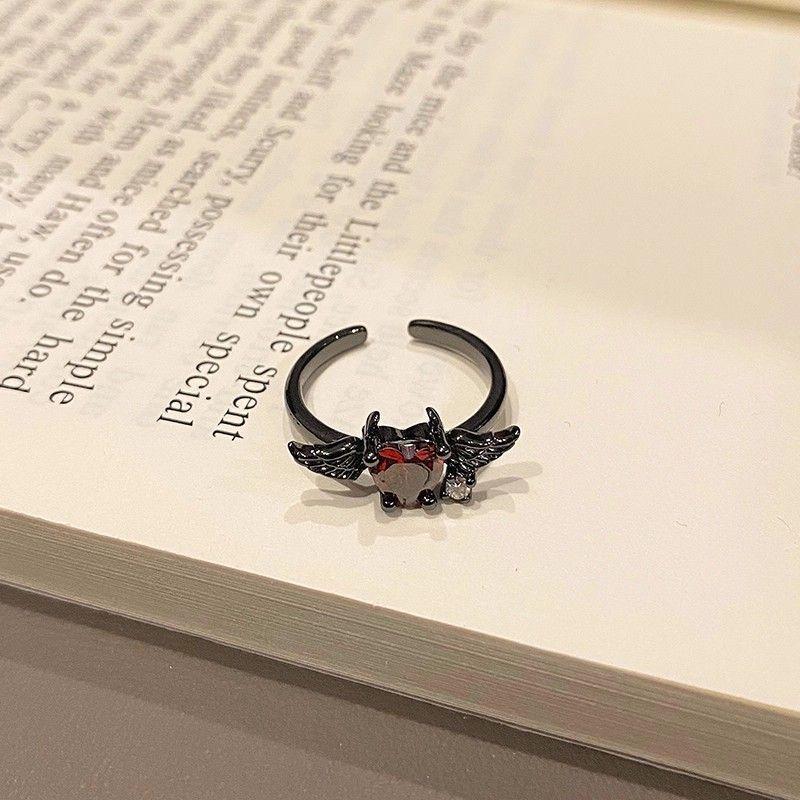 Butterfly Rhinestone Zirconia Fairy-Style Stackable Ring for Women Adjustable Open