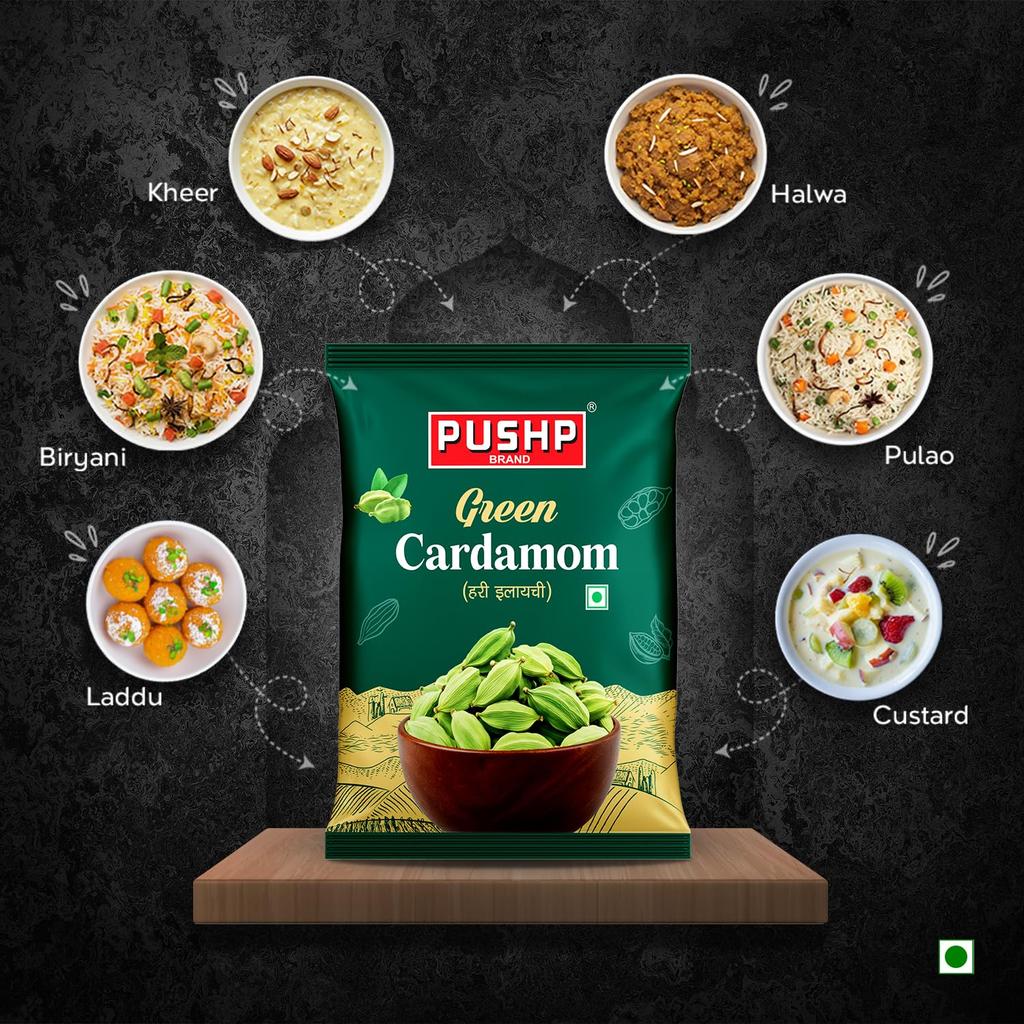 Pushp Green Cardamom Whole Elaichi 500 g Pack Of 1 Premium Sabut Hari Elaichi For Authentic Cooking Aroma And Natural Freshness