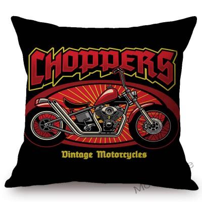Motorcycle Art Biker Club Decoration Throw Pillow Case Us Retro Letter Print Free Spirit Motorbike Cotton Linen Cushion Cover