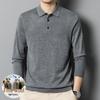 Men's Wool-Blend Cardigan: Solid Color Turn-Down Collar Knitted Sweater
