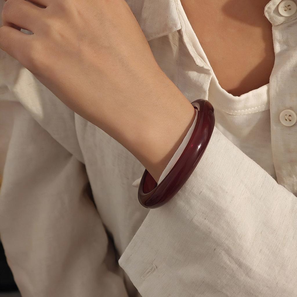 Retro Ink And Wash Burgundy Translucent Bracelet, Light Luxury And High-End Sense Of Literature And Art, Cool Temperament Jewelry Women