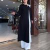 European and American Women's Clothing Autumn Personalized Splicing Long-sleeved High-waisted Slim-fitting Temperament Dress
