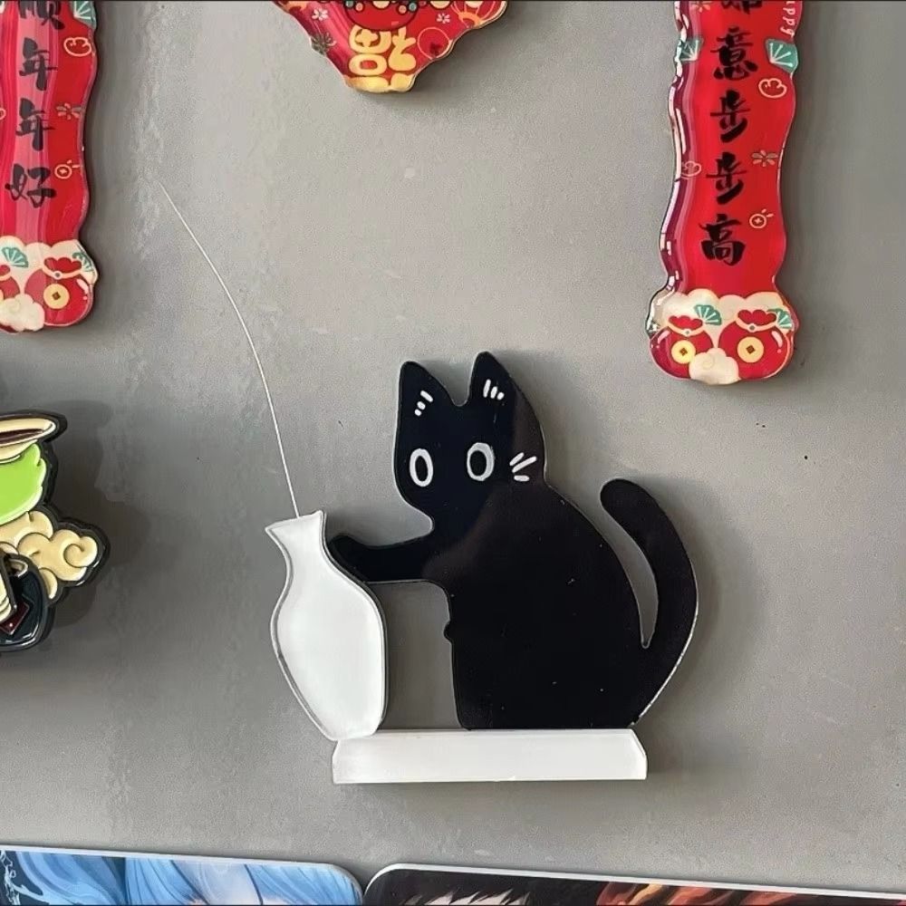 Svart Katt Skjuter Katthårssamlare Kreativ Kylskåpsmagnet Vas Dekor Pälssamlare