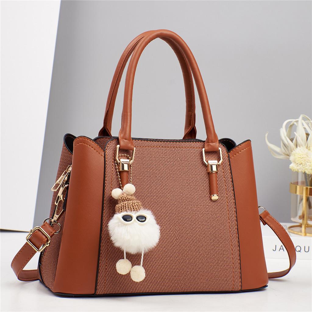 Pu Multilayer Handbag With Contrast Splicing For Daily Casual Use