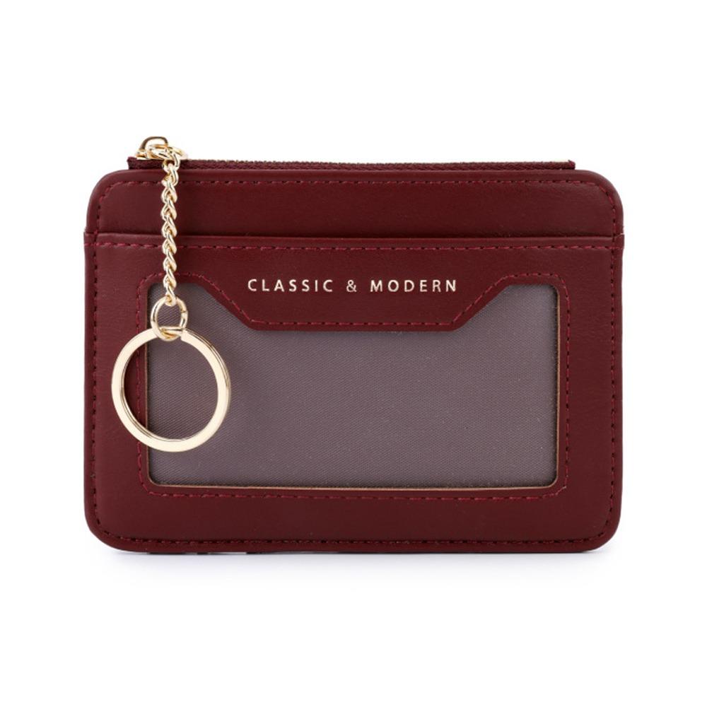 Portable Multi-card Slots Card Bag Keychain Hanging Leather Multi-card Wallet PU Leather Coin Purse Gifts