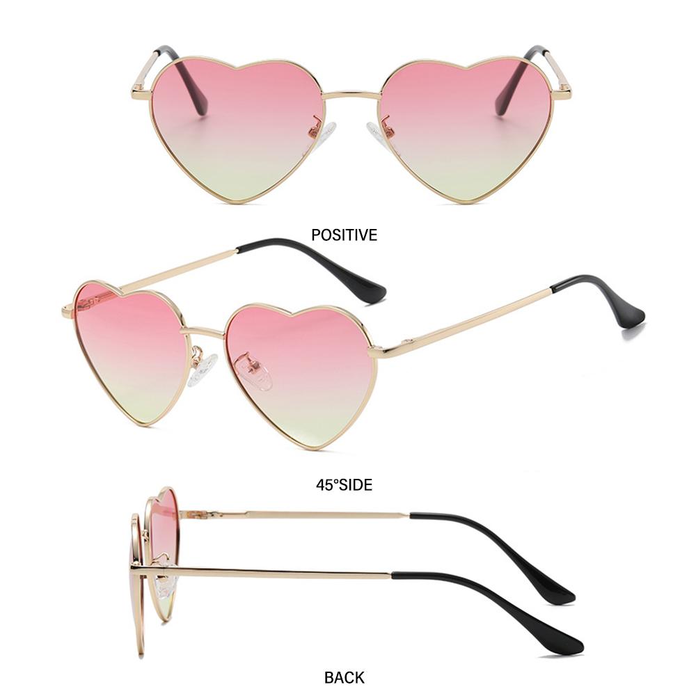 Trendy Metal Frame Vintage Polarized Glasses Women Heart Sunglasses Heart-Shaped Glasses Eyewear